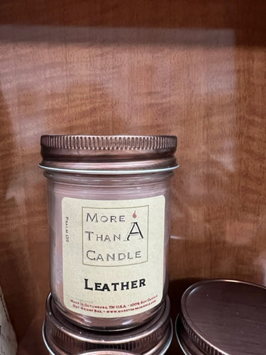 Leather Candle 8oz Jelly Jar